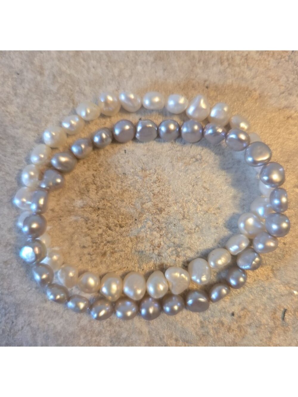 2 Gray and White Freshwater Pearl Bracelets Stretch QVC Honora Pearls